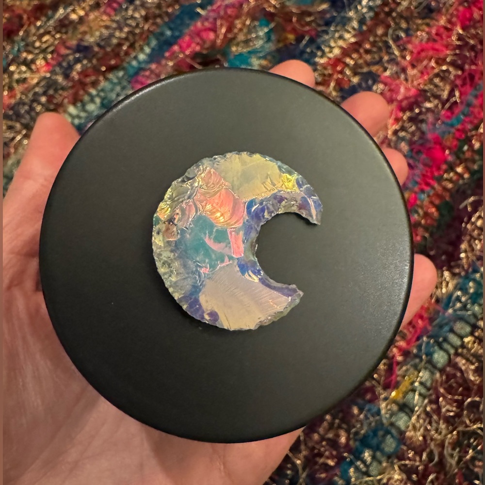 Mystery Iridescent Opalite Crescent Moon Canister with 2X Surprise Items Inside